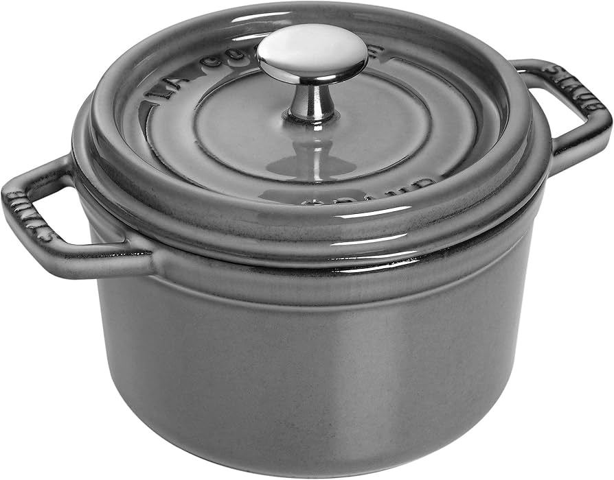 Amazon.com: Staub Cast Iron 1.25-qt Round Cocotte - Graphite Grey