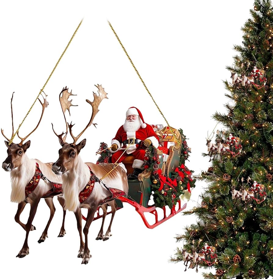 Amazon.co.jp: アクリルサンタそり、サンタクロースそり、トナカイ