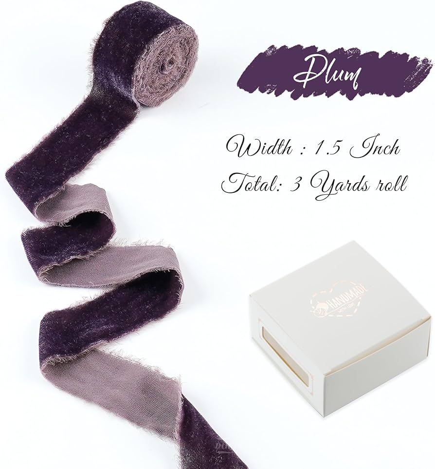 Amazon.com: DINDOSAL Plum Velvet Ribbon 1.5 Inch Frayed Silk