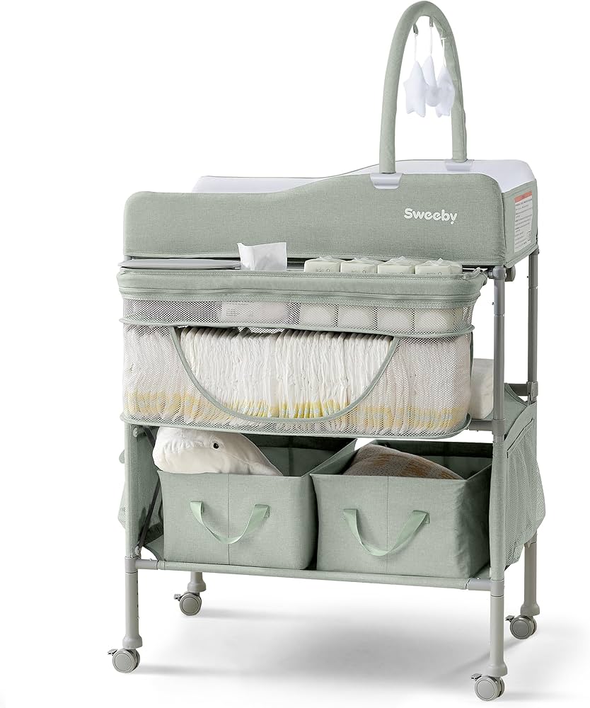 Amazon.co.jp: Sweeby おむつ交換台 多機能オムツ交換台 4段階高さ調節