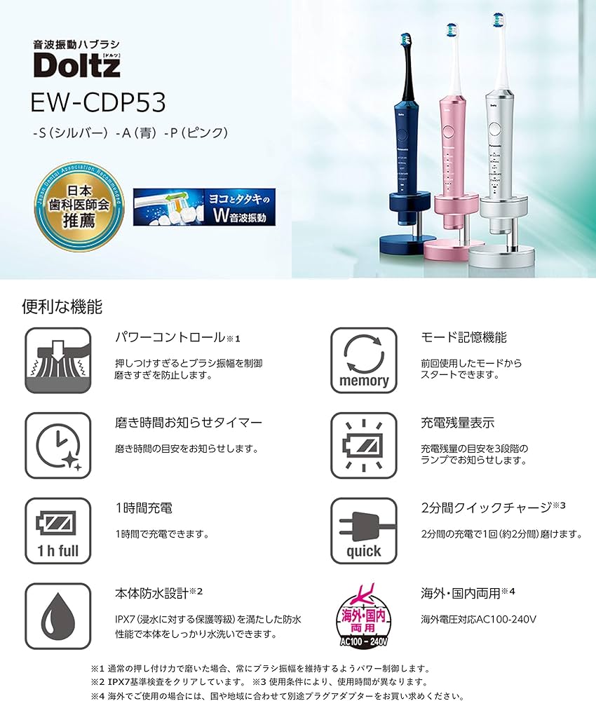 Amazon | パナソニック 電動歯ブラシ ドルツ シルバー EW-CDP53-S