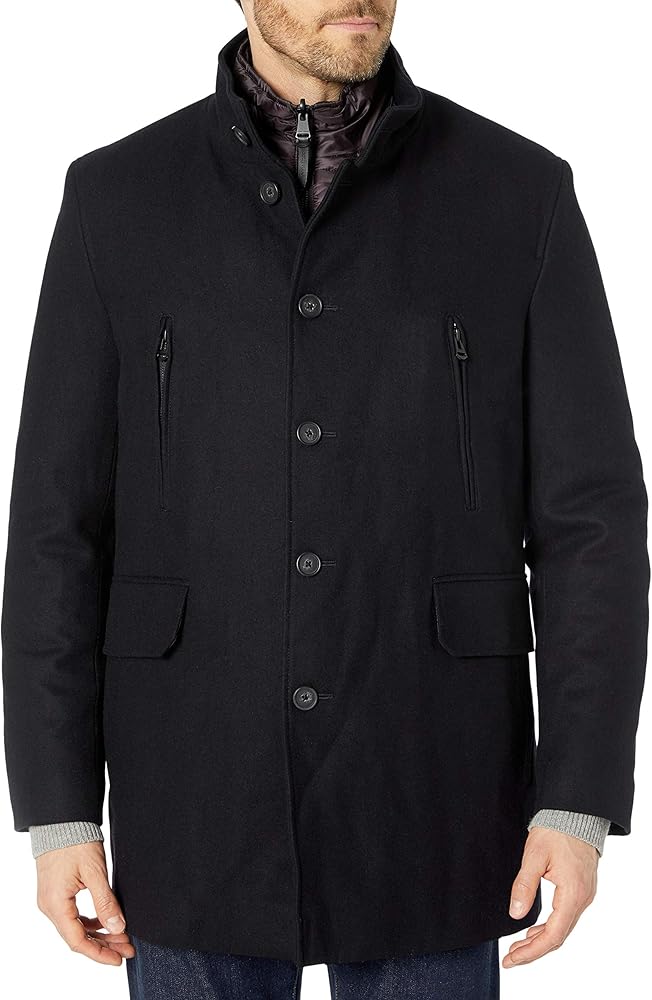 Cole Haan Men's Melton 3-in-1 Wool Jacket with Removable Bib