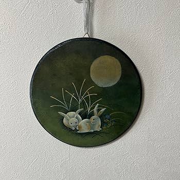 Amazon.co.jp: トールペイント作品 月見のうさぎ 掛け型 和風 : おもちゃ