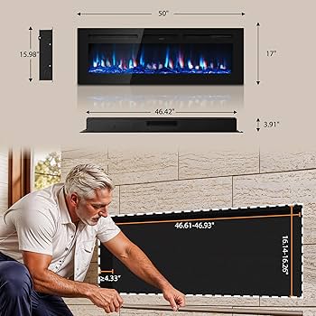 Amazon.com: Manastin 50 inch Electric Fireplace in-Wall Recessed