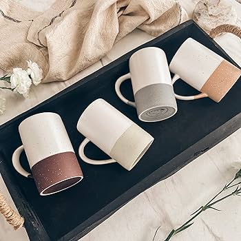 Amazon.com: Mora Ceramics 12oz Coffee Mug Set of 4 - Tea Cups with