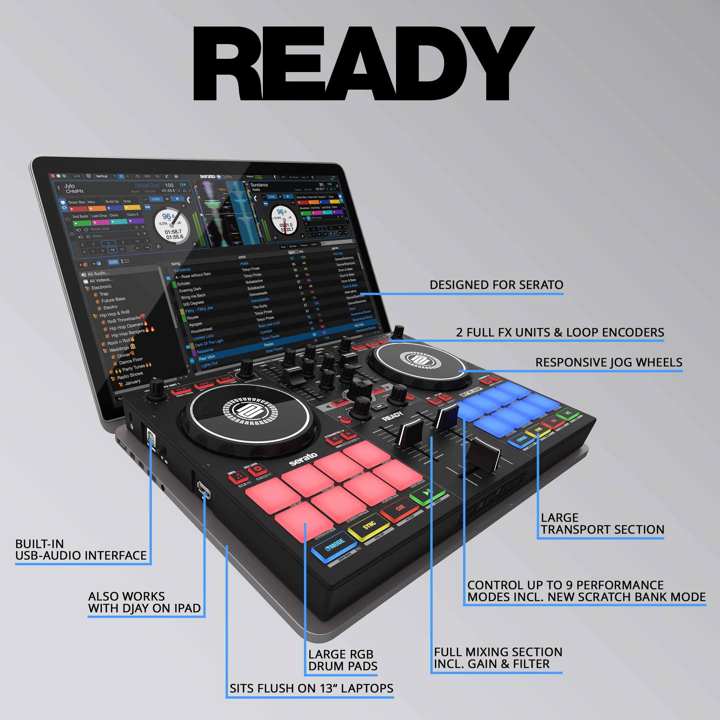 RELOOP Ready | Serato DJ Lite (dahil) ve DJ Pro için tasarlanmış
