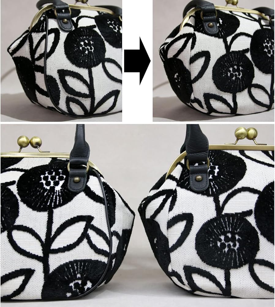 Amazon | がま口 ジャカード ゴブラン 本革 トートバッグ soarsole