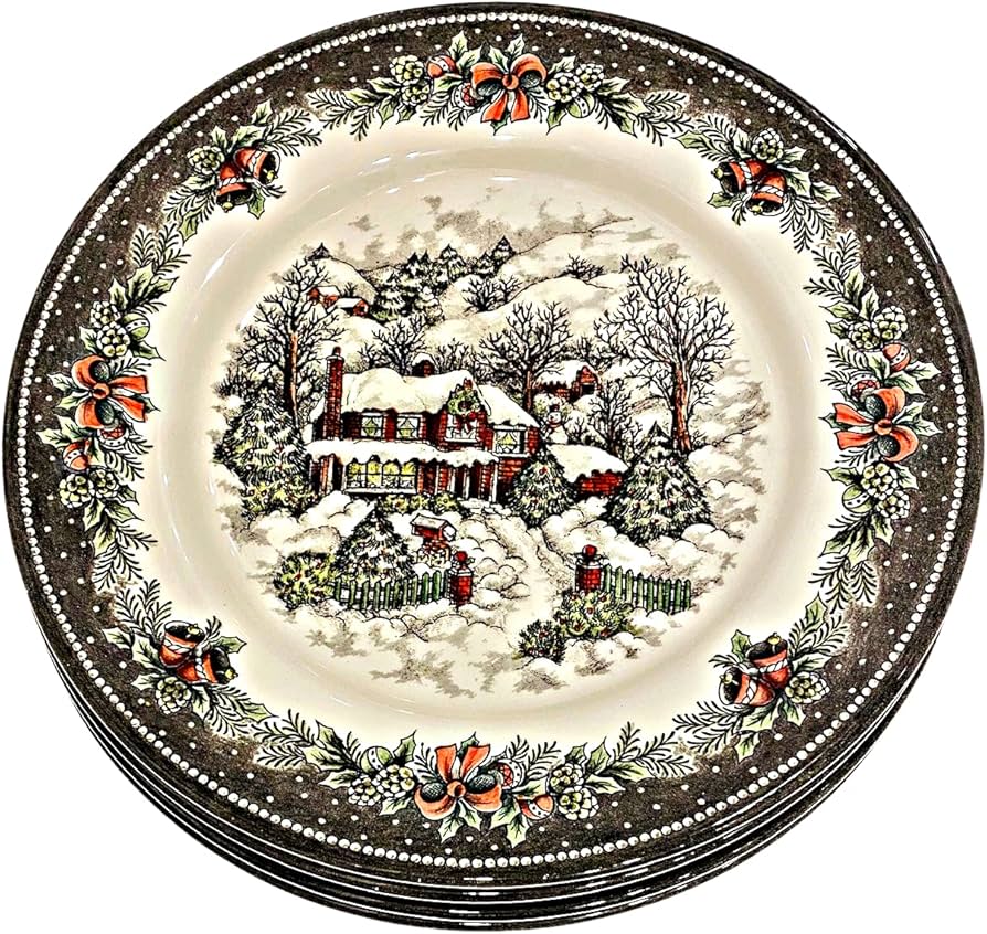Amazon.com | Royal Stafford Christmas Village Salad Plate, Set of