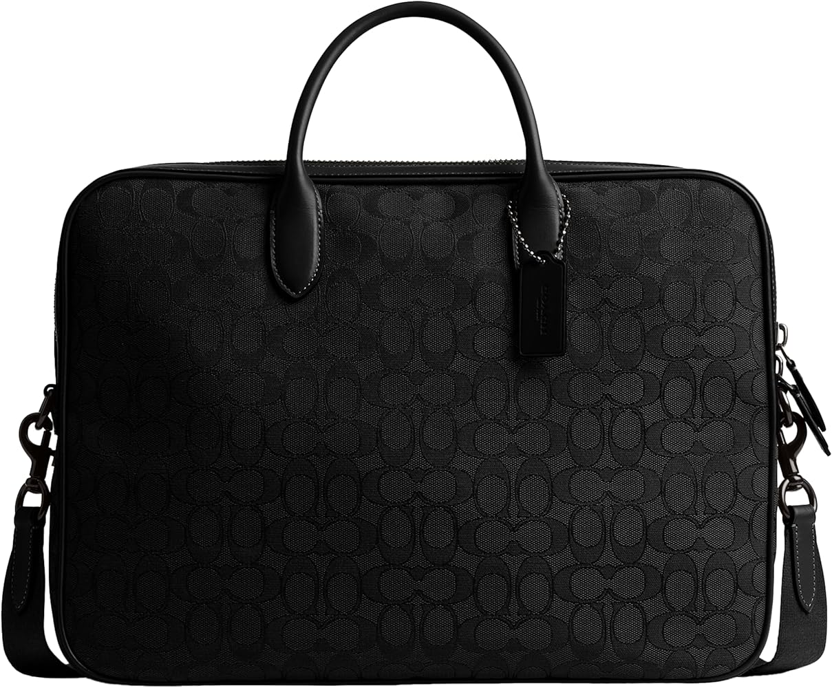 Amazon.com: COACH Theo Work Bag in Signature Jacquard, Black