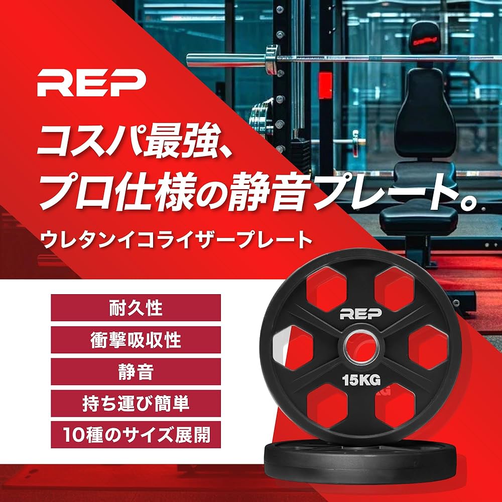 REP Fitness ウレタンイコライザープレート 10kg×2 バーベル