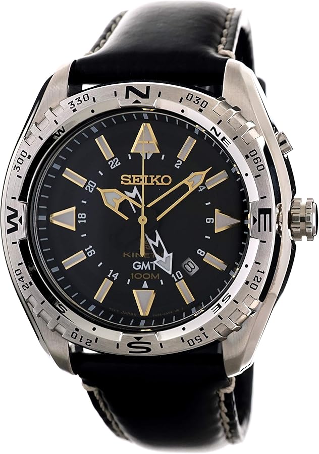Amazon.com: Seiko Mens Kinetic GMT Sports 100M Watch with Black