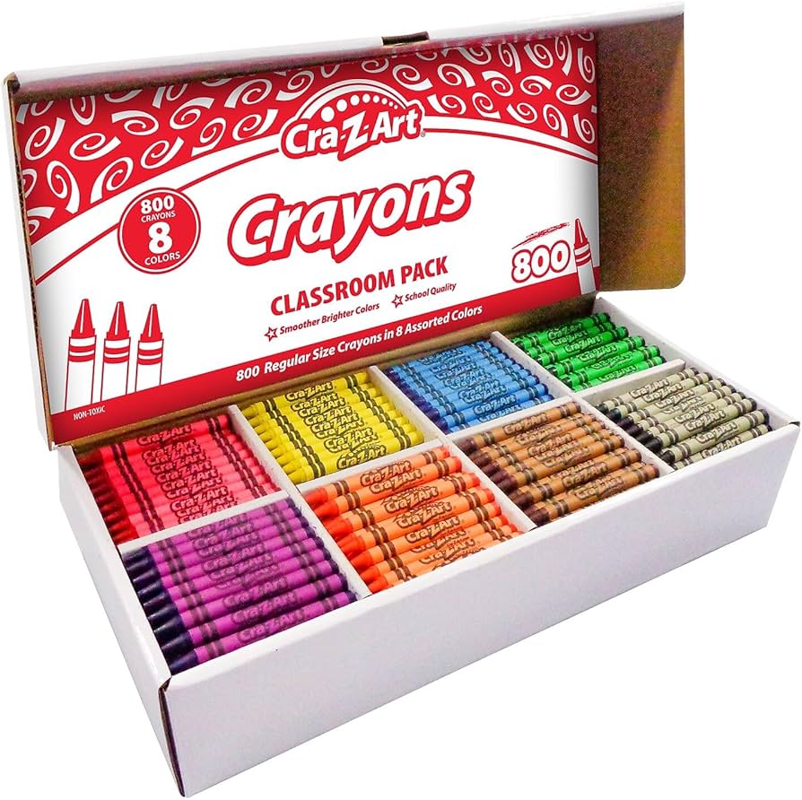 Amazon.com: Cra-Z-Art Crayon Bulk Class Pack 800ct 8 Assorted