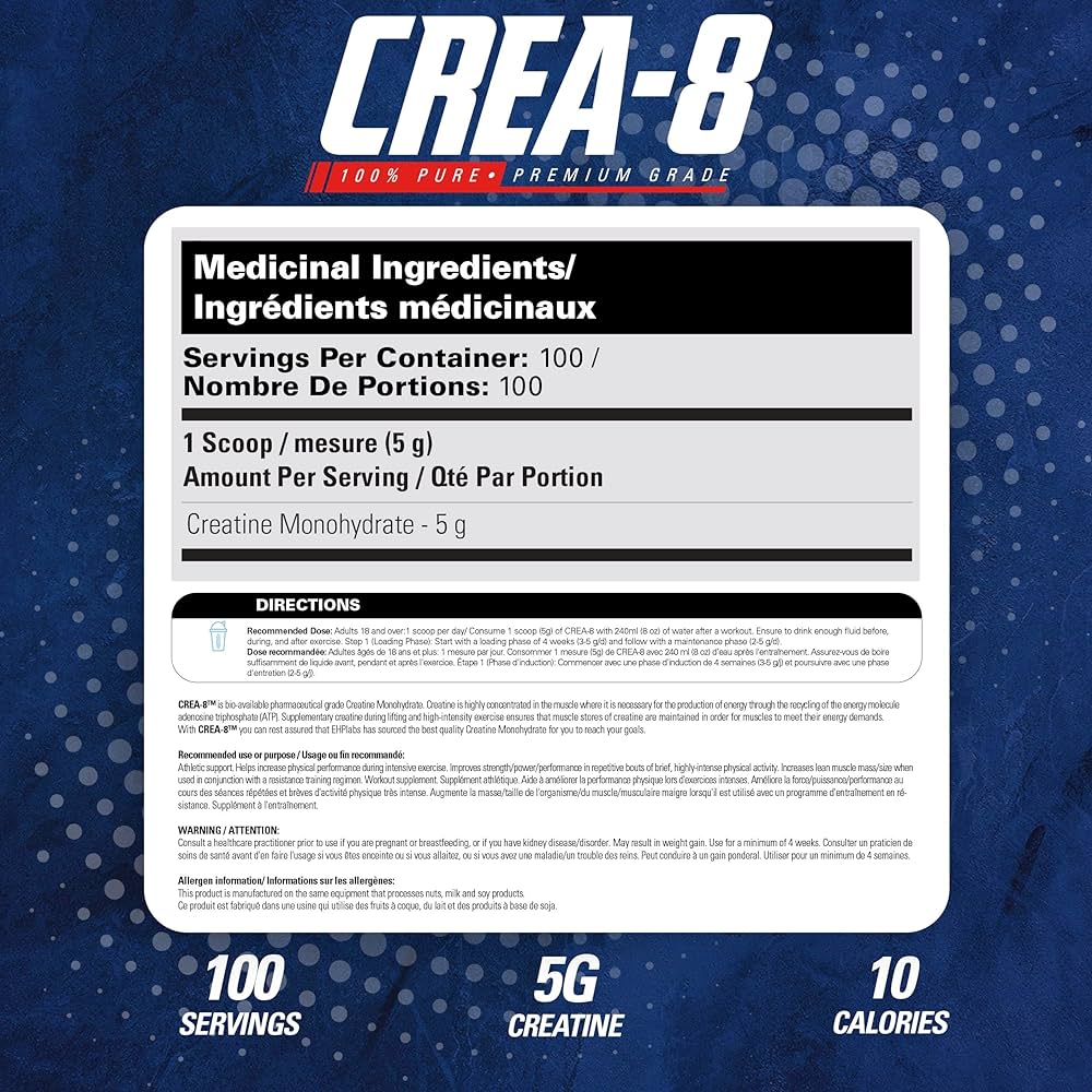 EHP Labs CREA-8 Creatine Monohydrate Powder - Creatine Powder for