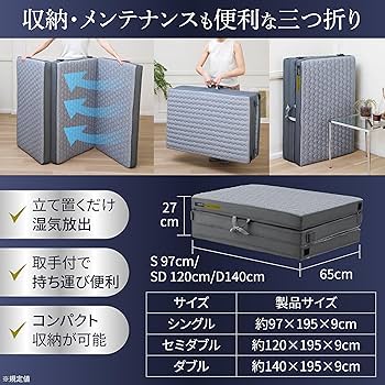 Amazon｜GOKUMIN マットレス シングル 高反発 折り畳み 厚さ9cm【腰を