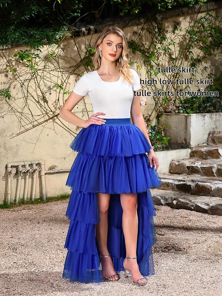 Amazon.com: High Low Tulle Skirts for Women High Waist Mesh