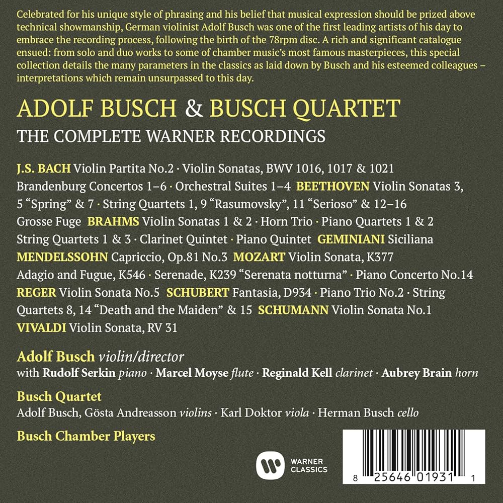 Adolf Busch - The Complete Warner Recordings (16CD) - Amazon.com Music