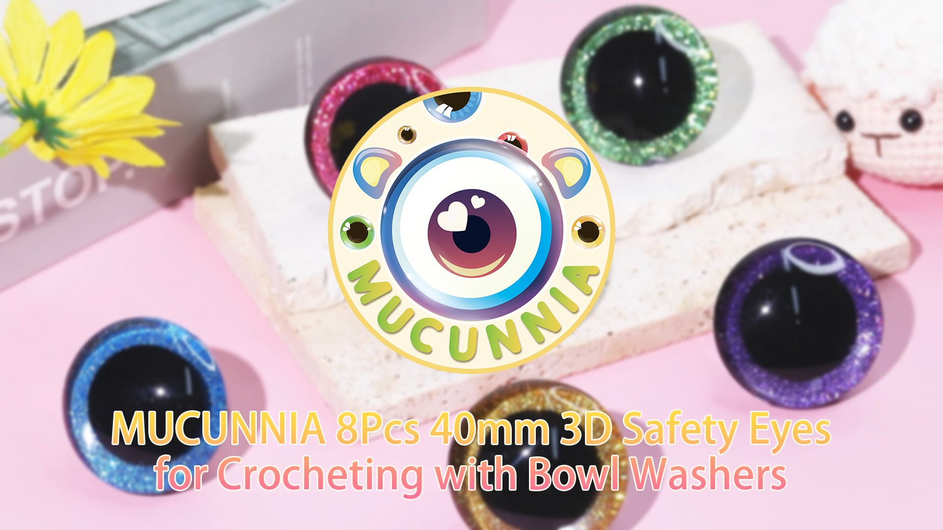 Amazon.com: MUCUNNIA 16pcs 40mm 3D Glitter Plastic Safety Eyes for