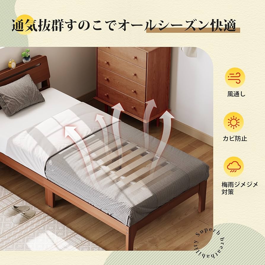 Amazon｜WLIVE ベッド ベッドフレーム ベッド フレーム すのこベッド