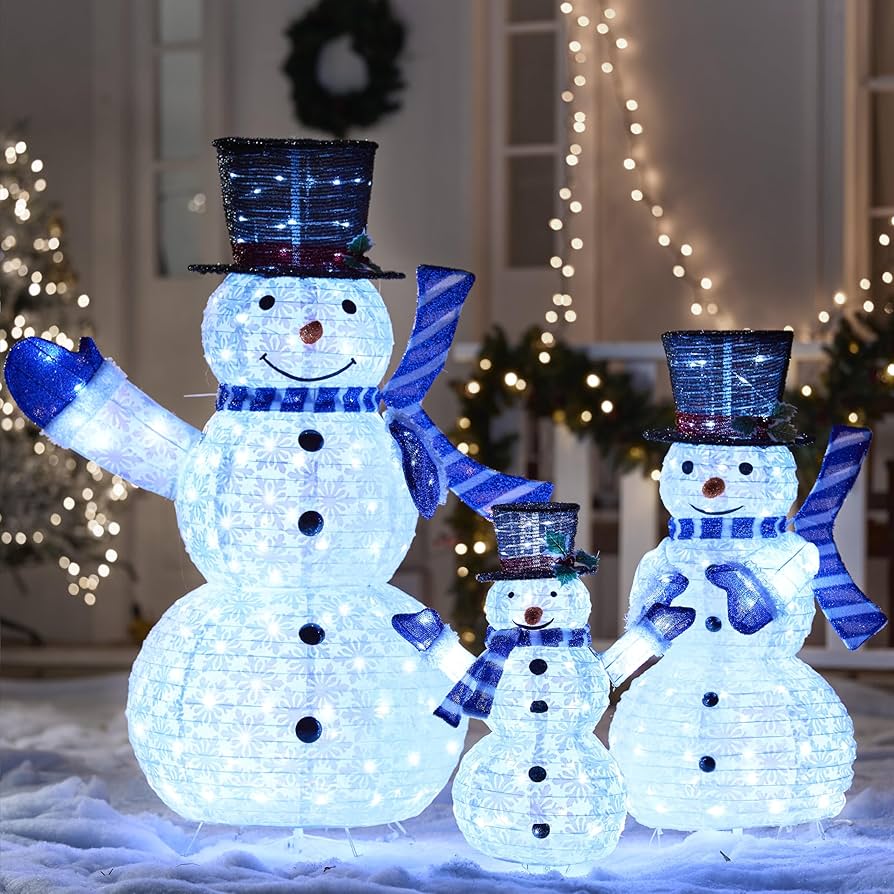 Amazon.com: JOIEDOMI 3 Pcs 3D Christmas Collapsible Snowman Yard