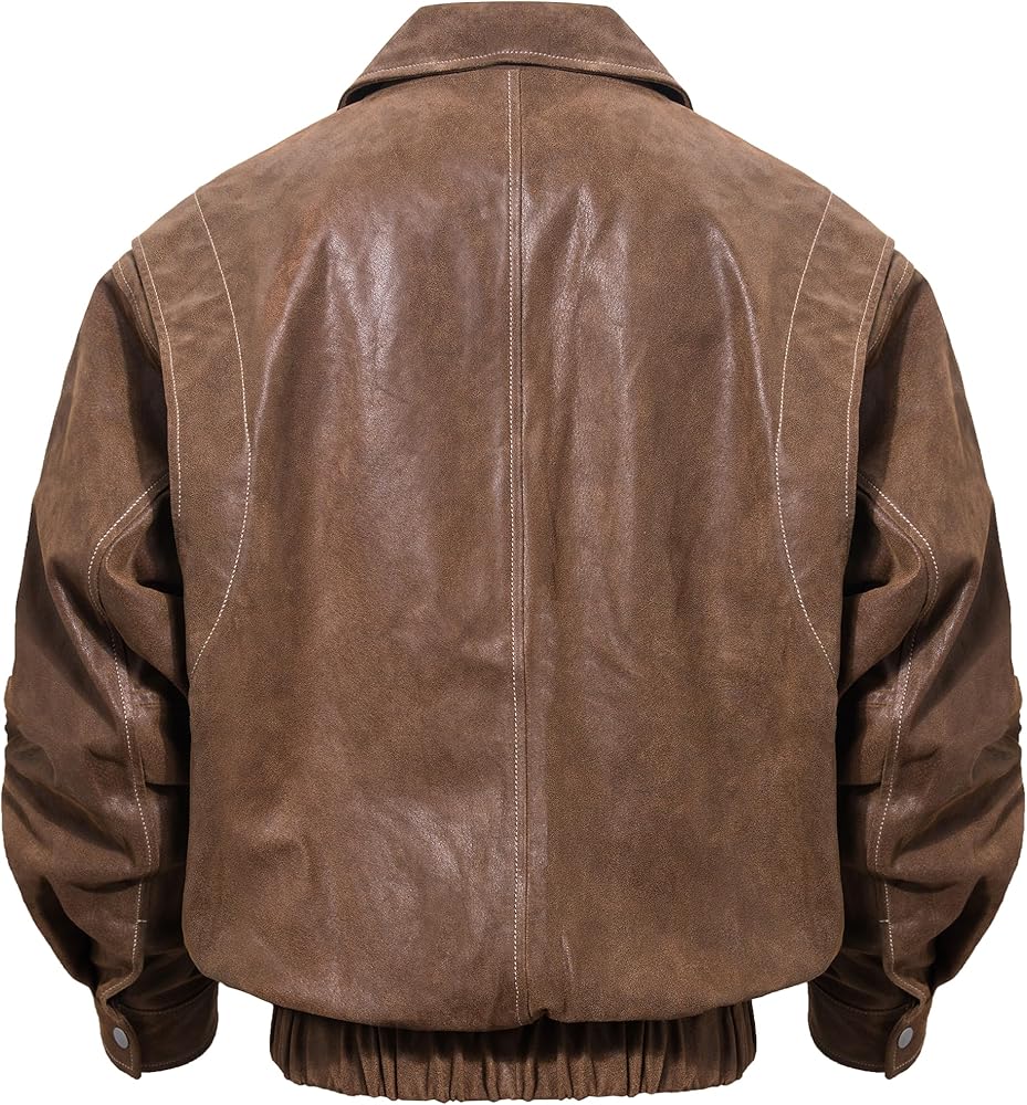 Amazon | [FLAVOR] メンズ 本革 ボンバー レザー ジャケット