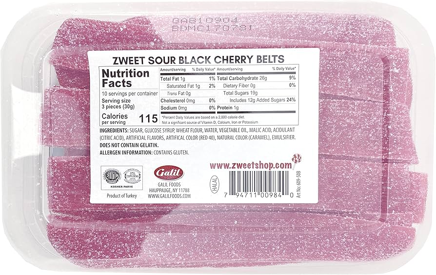 Amazon.com : Zweet Sour Black Cherry Candy Belts 10 Ounce – Sour