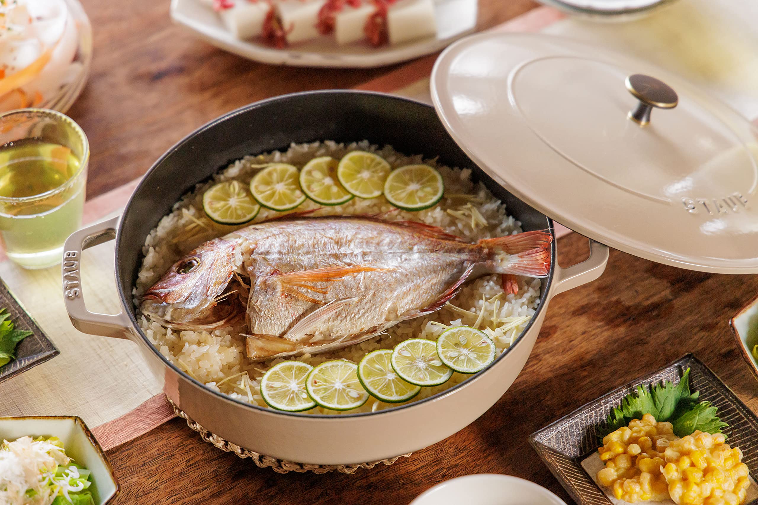 STAUB ブレイザー・ソテーパン Chistera 28 cm, 鋳鉄、リネン STAUB