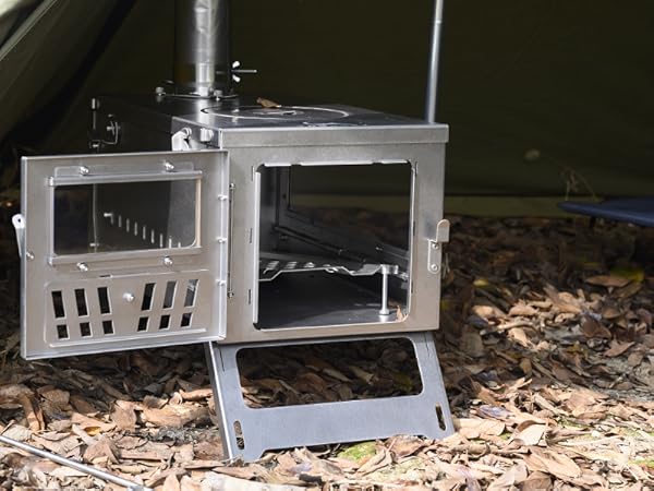 Amazon | TOMOUNT チタン 薪ストーブ 折り畳み式 二次燃焼 厚さ1mm【3M