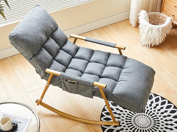 Amazon｜KAIHAOWIN リラックスチェア ロッキングチェア ゴールドグレー