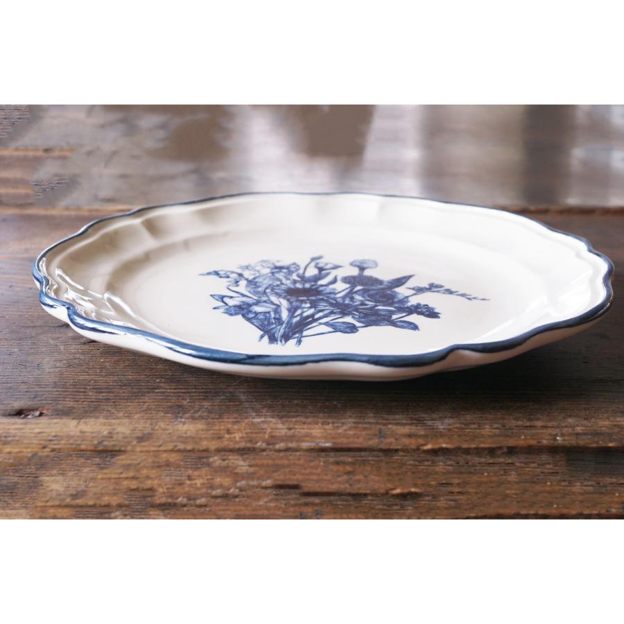 よしざわ窯＞blue line ・誕生花のブーケ 平皿ペア | 栃木県益子町