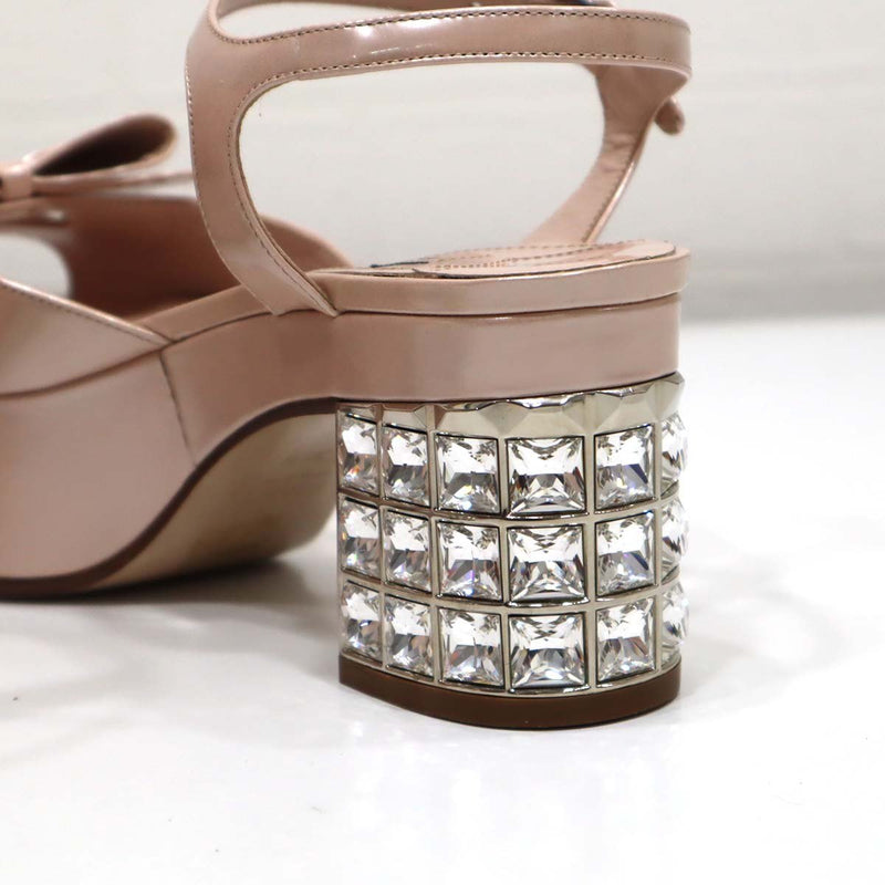 未使用 ミュウミュウ miumiu 靴 リボン サンダル ビジュー ヒール 36.5