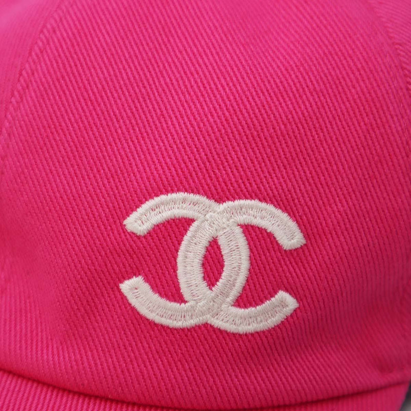 未使用 シャネル CHANEL キャップ ピンク キャンバス 帽子 綿100