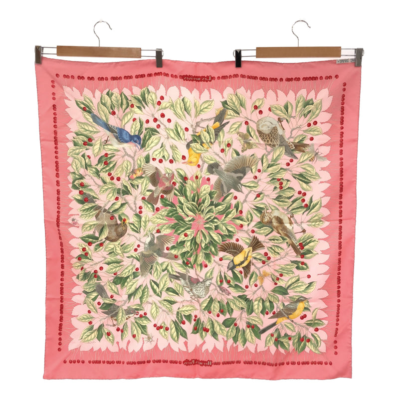 エルメス HERMES カレ90 スカーフ Les merises さくらんぼ ピンク 鳥