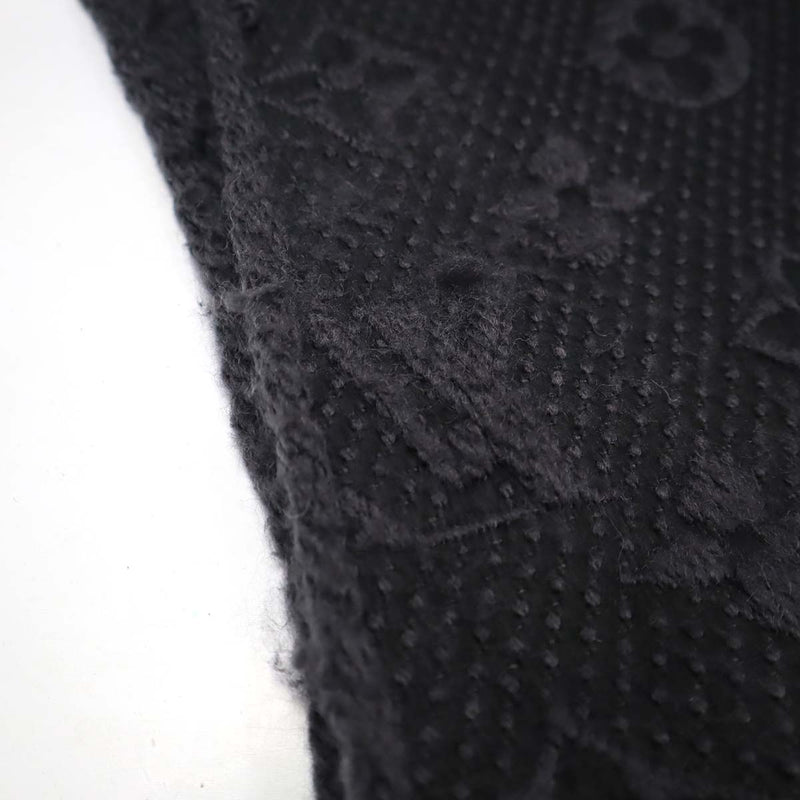 LV ルイヴィトン マフラー 黒 413287 ウール エシャルプ ロゴマニア