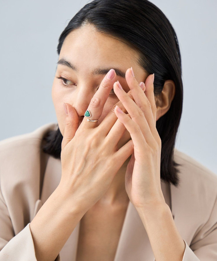 フォークリング] マラカイト×ジルコニア（025101） ｜ women