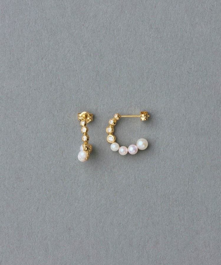 K18YG スケール パール/ダイヤモンド ピアス（207013） ｜ women