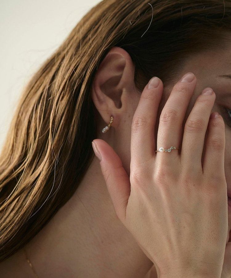 K18YG スケール パール/ダイヤモンド リング（202002） ｜ women