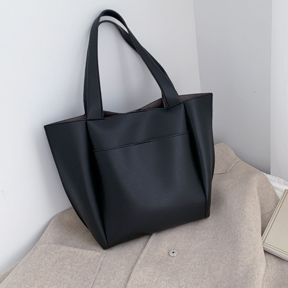 PUレザー大容量ショルダートートバッグ｜オフィスカジュアル