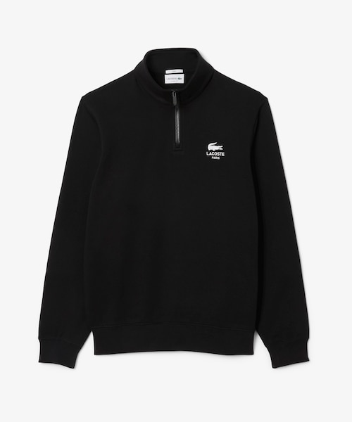 裏パイル地 ワンポイントプリントハーフジップスウェット トレーナー