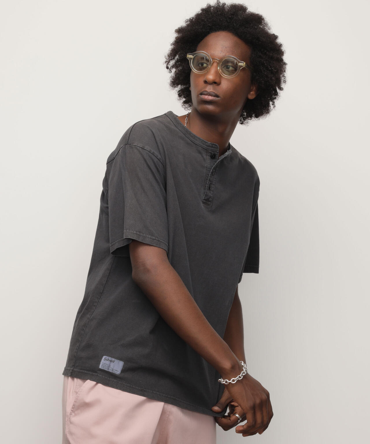 PIGMENT O/D SS HENLEY NECK T-SHIRT/ピグメント オーバーダイ