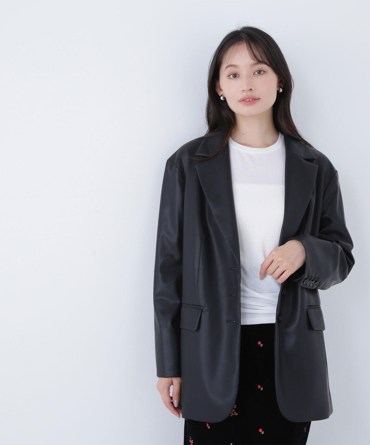 フェイクレザーシングルテーラードジャケット | NATURAL BEAUTY BASIC