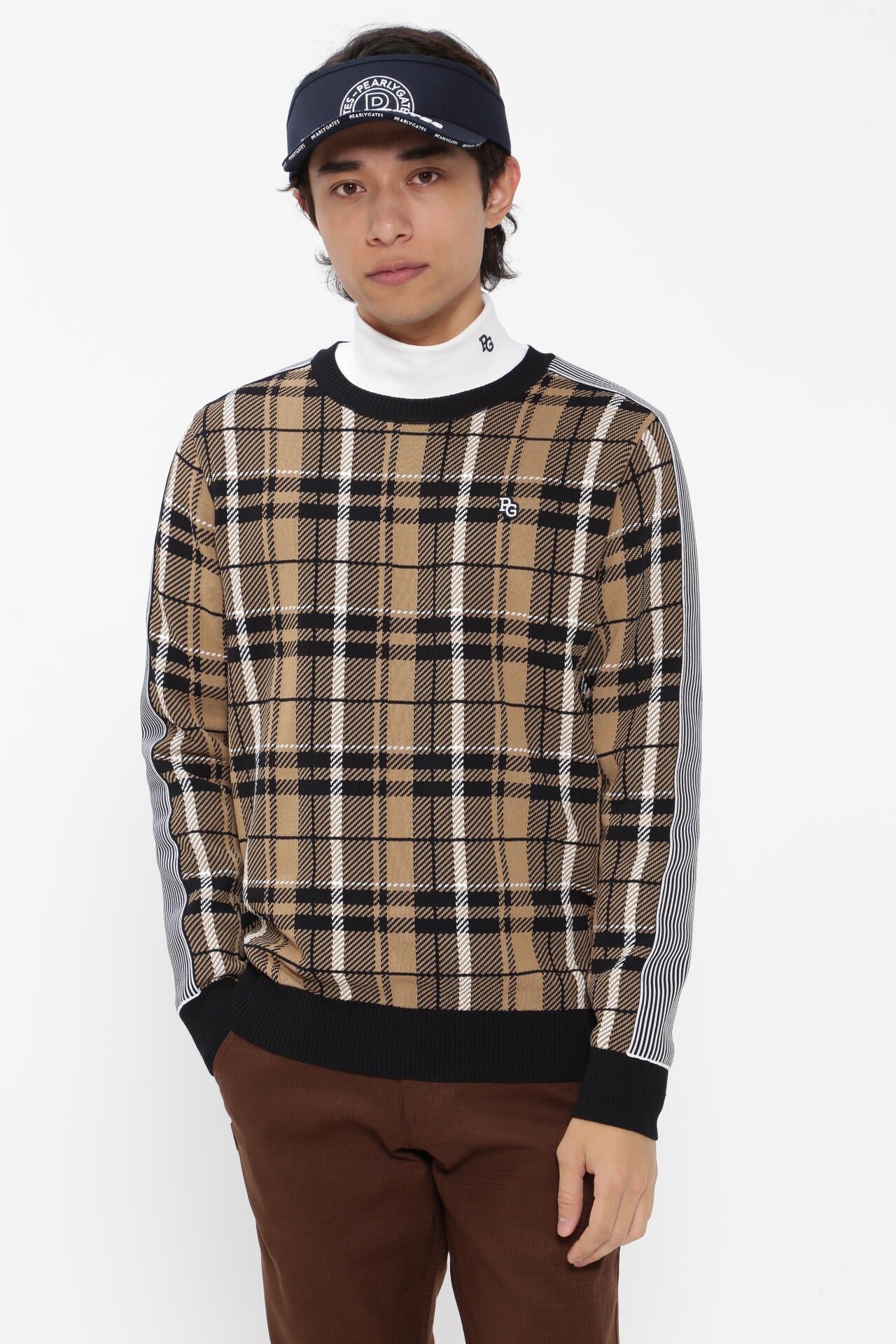 クルーネックニットプルオーバー ＜CHECKシリーズ＞ | PEARLY GATES