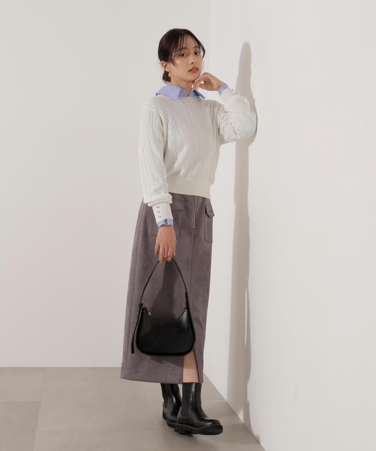 松川星さん着用】ダンボールフェイクスエードタイトスカート