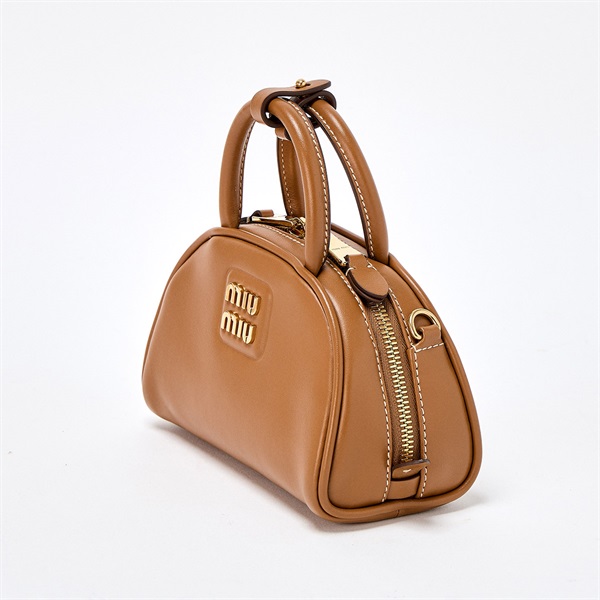 MIU MIU ハンドバッグ 5BP085 キャメル ゴールド カーフレザー