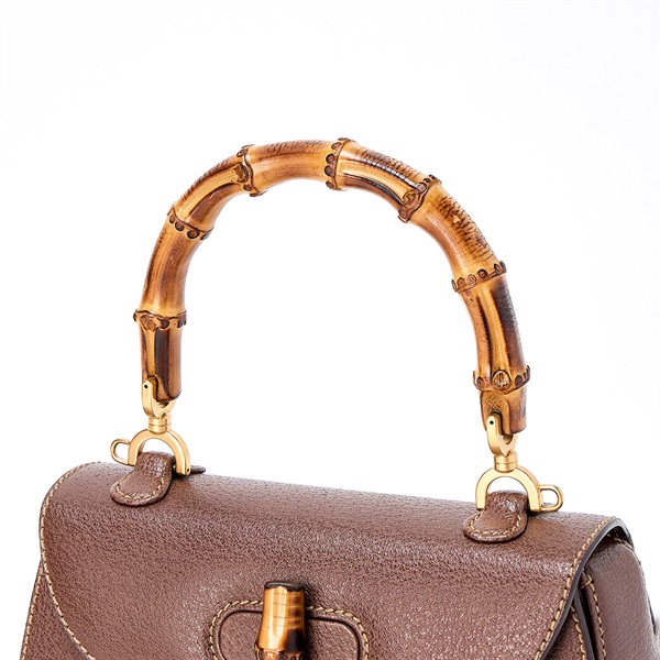 GUCCI バンブー ハンドバッグ ブラウン マットゴールド レザー