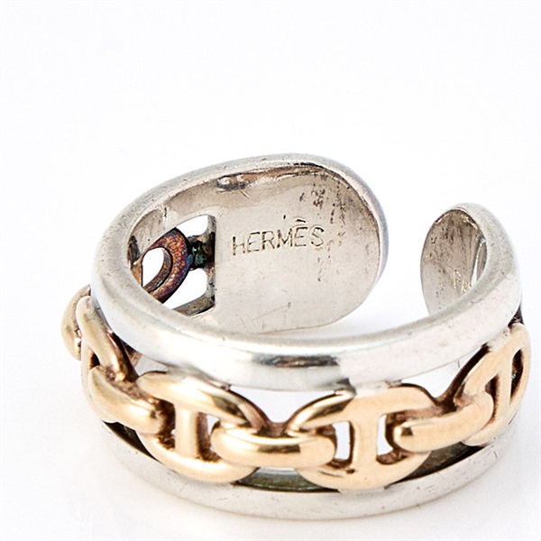 HERMES シェーヌダンクル コンビ リング シルバー イエローゴールド