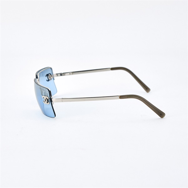 CHANEL ココマーク サングラス 62□15 120 シルバー ブルー メタル