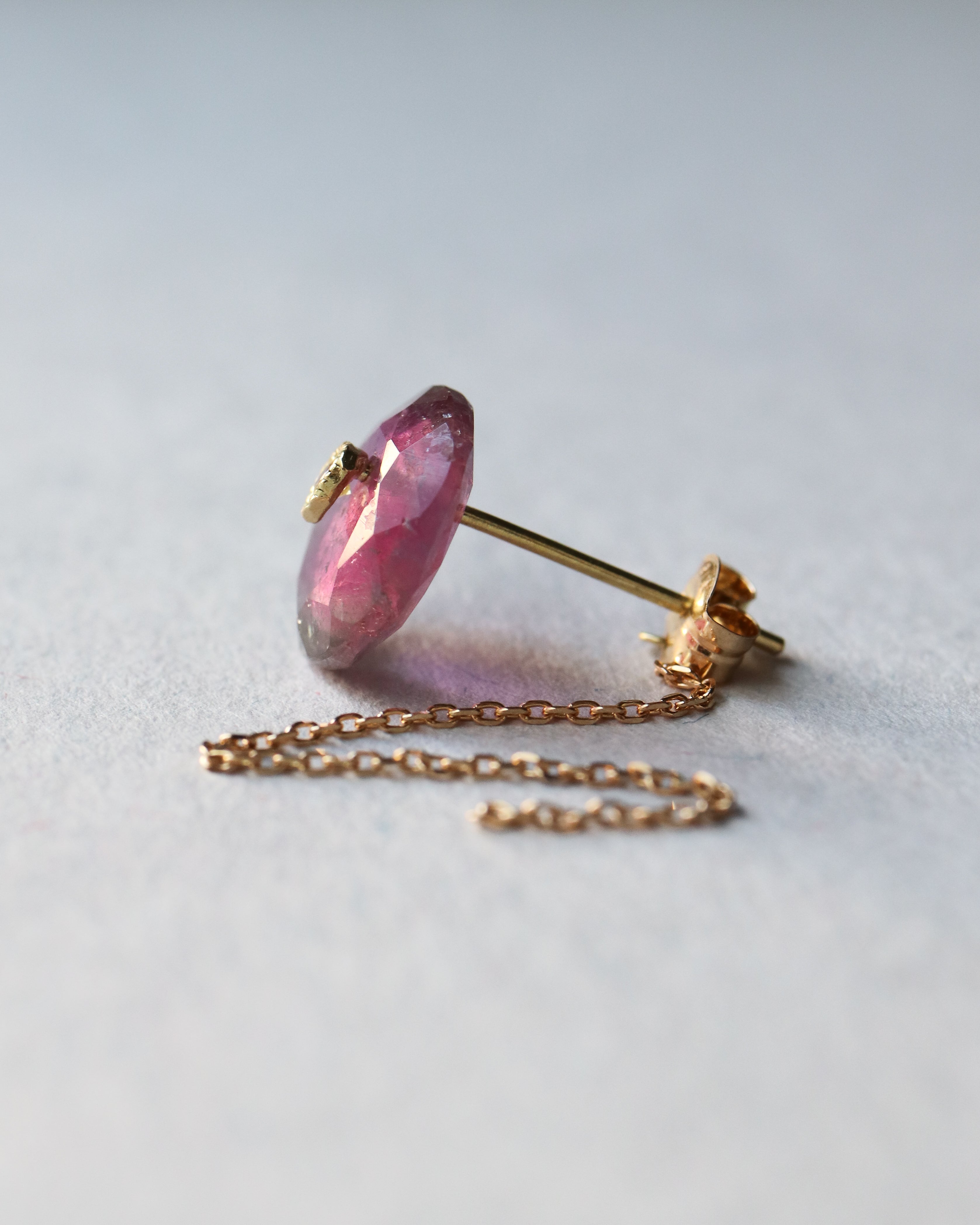 Flat Pierced Earring - Bicolor Tourmaline - – MONAKA jewellery