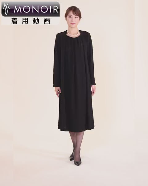 ブラックフォーマル ふんわりタックワンピース ゆったりサイズ P04