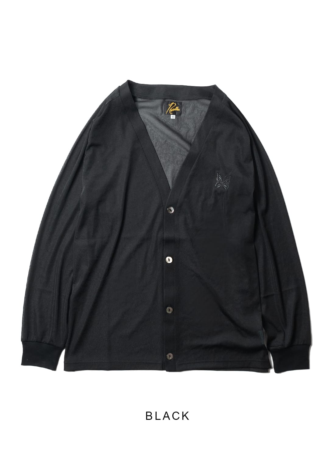 V NECK CARDIGAN-POLY TRICOT CHIFFON|Vネックカーディガン ポリ