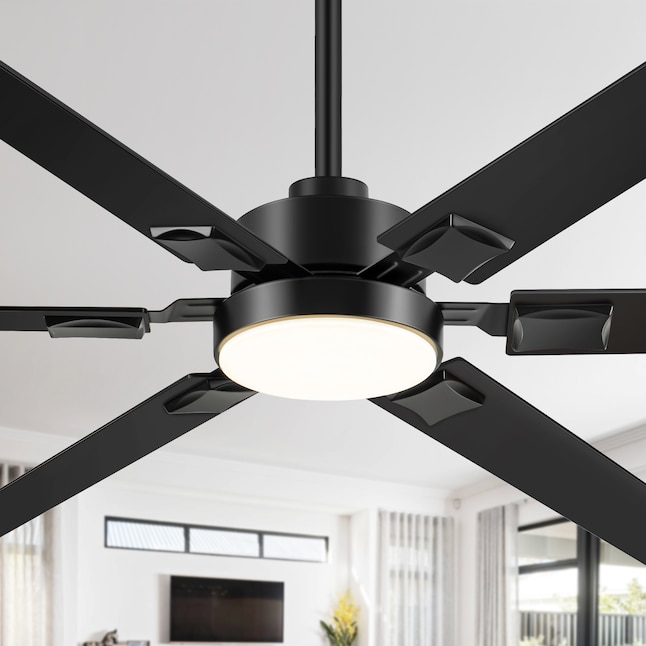 Breezary 72-in Matte Black Color-changing Integrated LED Indoor